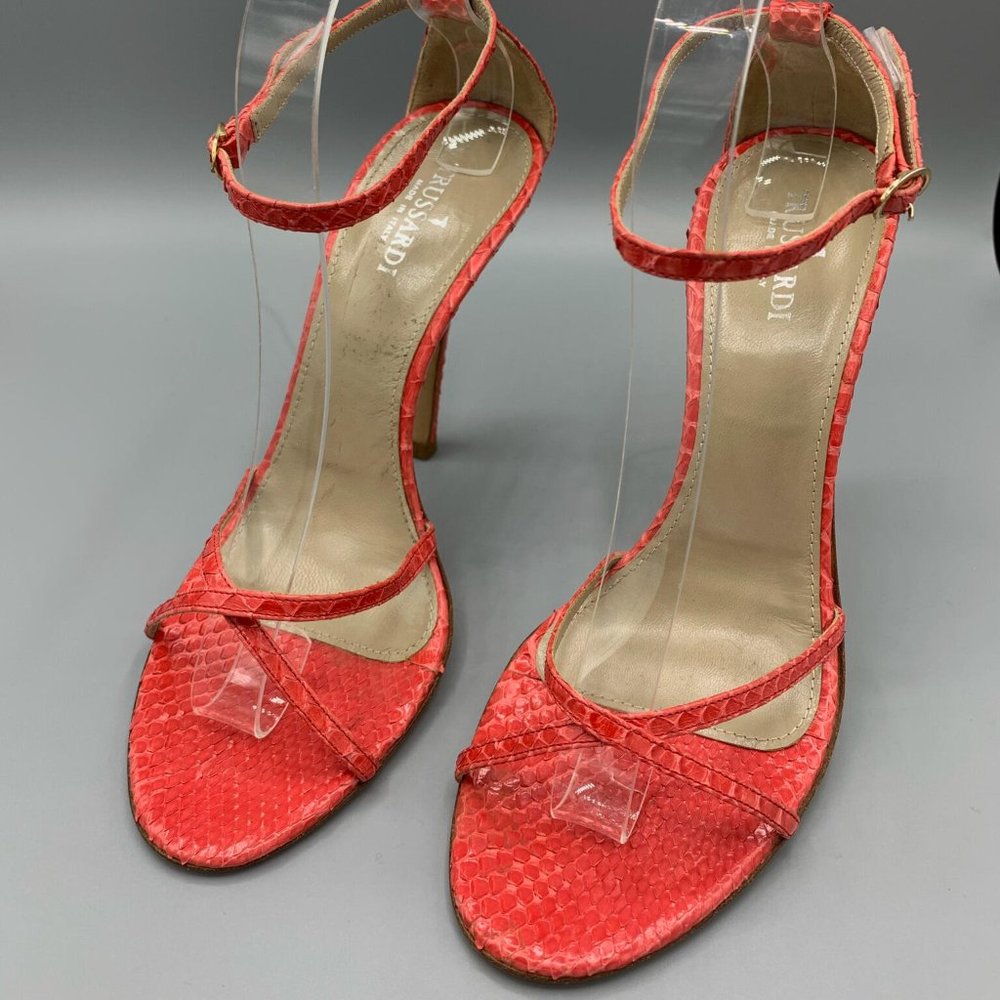 Trussardi Coral Red Sandals in Snakeskin (39)  - FL-SH-025